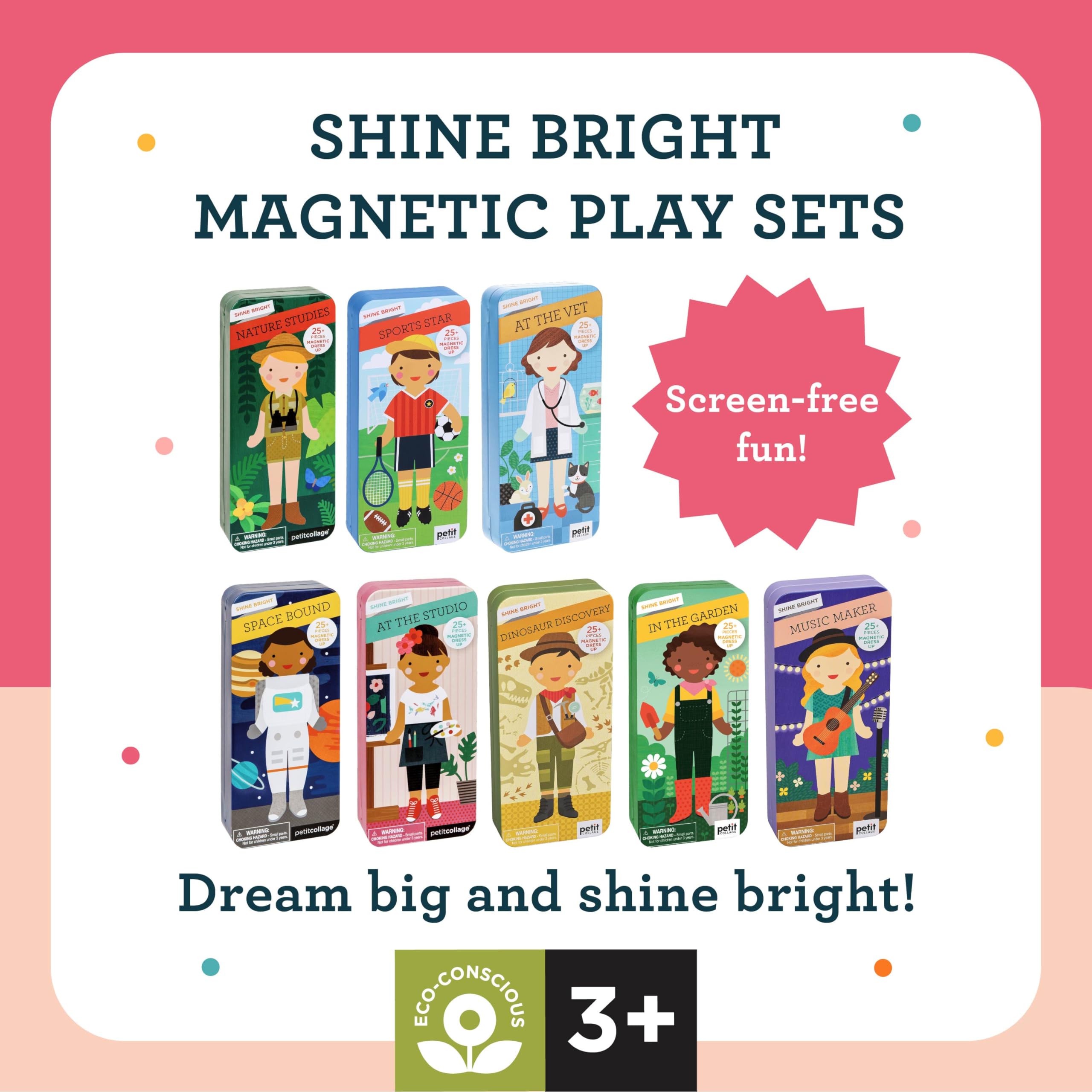 Petit Collage Shine Bright Studio Dress Up Game - Magnetic Board with 25+ Mix & Match Pieces for Ages 3+