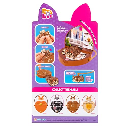 Pets 2 Love Luna Interactive Cat Toy Purse with Heart-Shaped Carrier and Leash