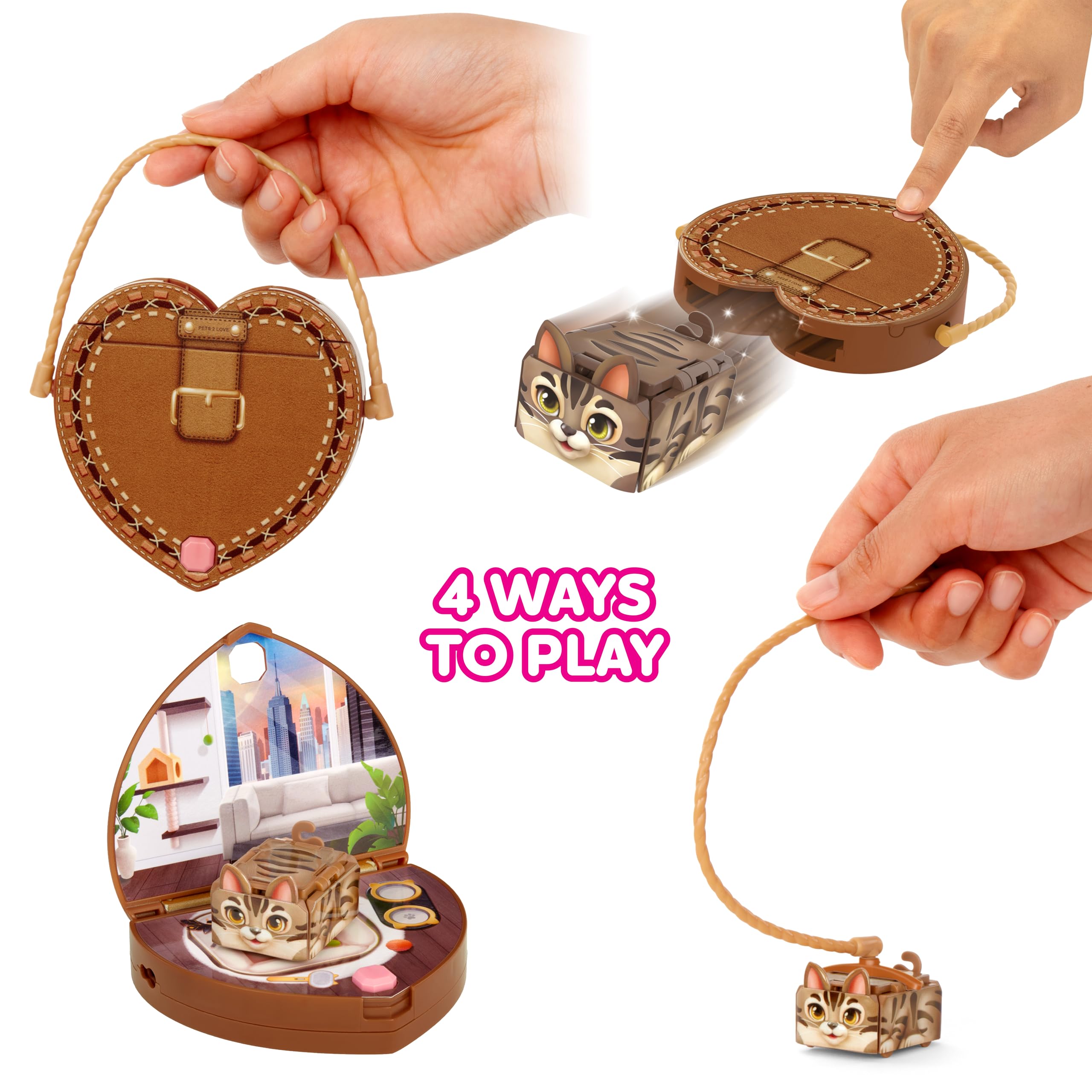 Pets 2 Love Luna Interactive Cat Toy Purse with Heart-Shaped Carrier and Leash