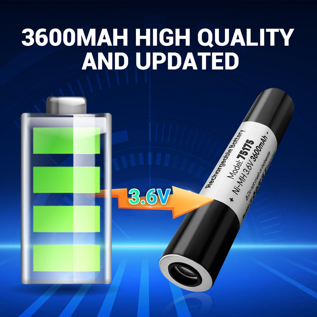 PFHL 75175 Rechargeable Battery 3.6V 3600mAh Ni-MH for Streamlight Stinger & Pelican M9 Flashlights (1 Pack)