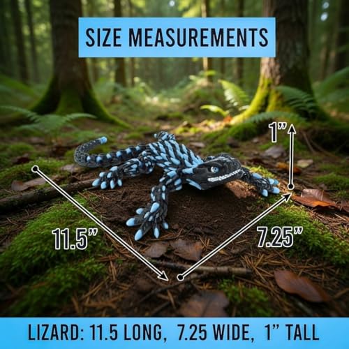 PhantomBlitz Glow in the Dark Articulated Armadillo Lizard – 3D Printed Black & Blue Reptile Figurine with Moving Joints by Mivi Collection
