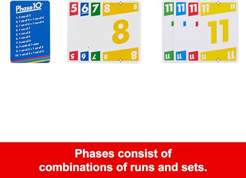 Phase 10 Card Game (108 Cards) – Travel Tin, Color Blind Accessible, for 2-6 Players Ages 7+