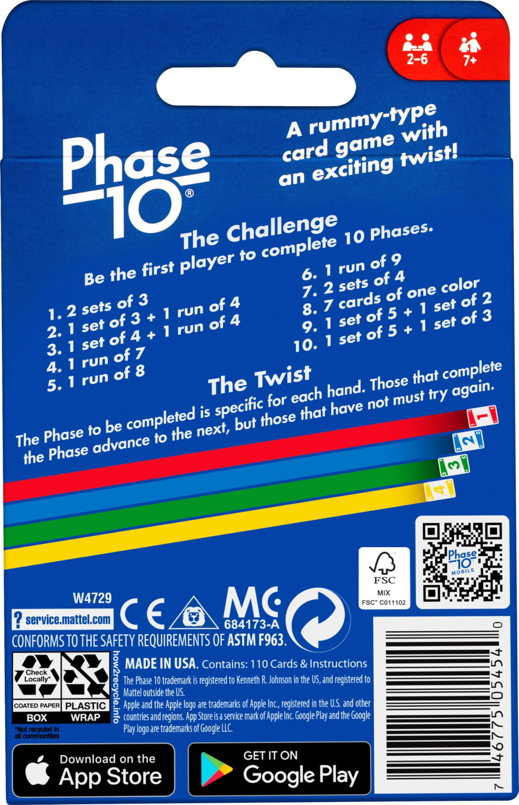 Phase 10 Card Game (108 Cards) – Travel Tin, Color Blind Accessible, for 2-6 Players Ages 7+