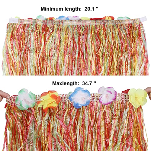 PHOGARY 8-Piece Hula Skirt Costume Kit for Luau Party with Flower Bikini Top and Hawaiian Lei