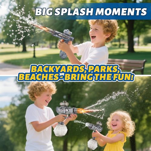 PhotonSplash Electric Water Gun – Rechargeable LED Blaster with 26-Foot Range, 325ml Tank, Gray