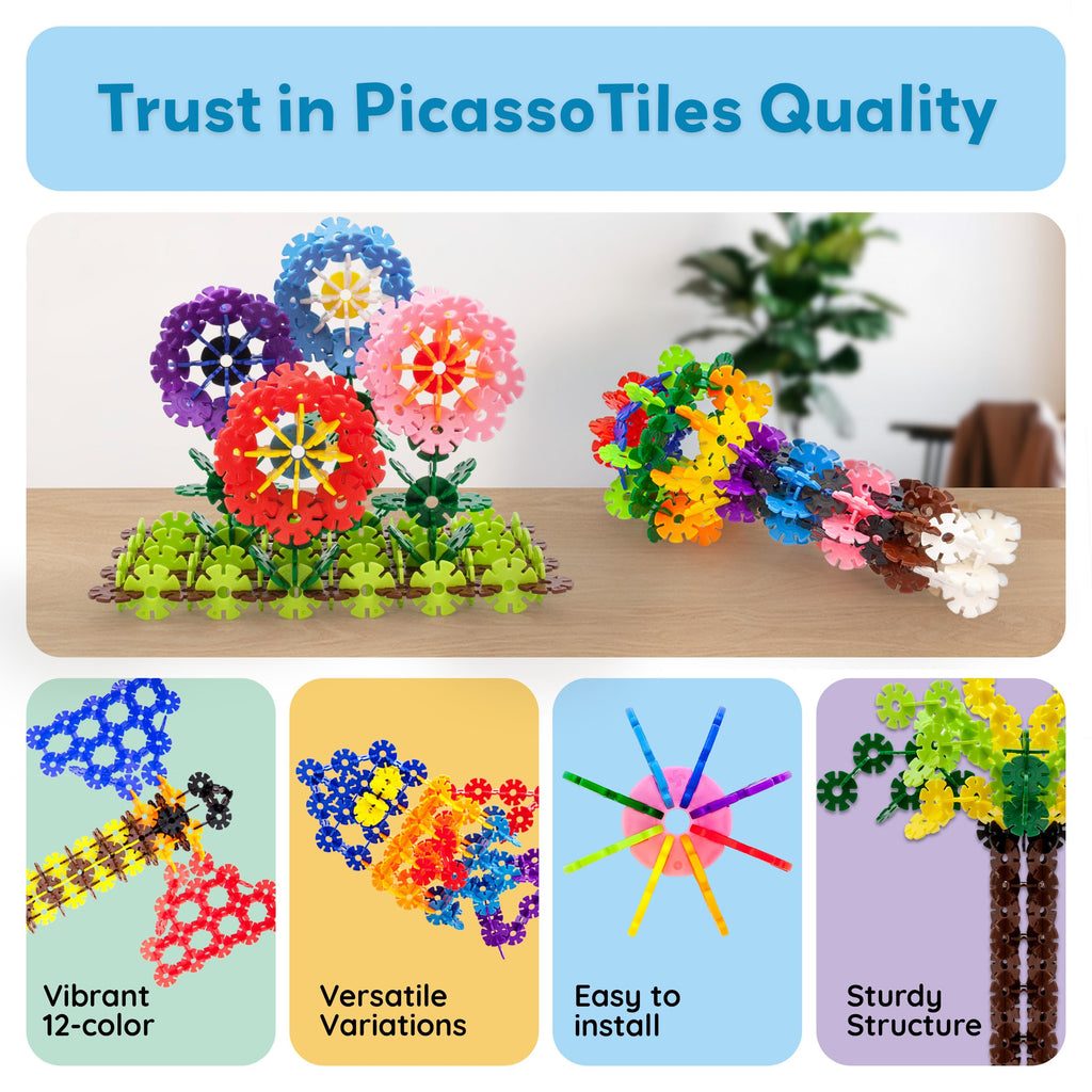 PicassoTiles 108-Piece Building Chips Interlocking Disc Blocks STEM Toy for Ages 3+ (PTF108)