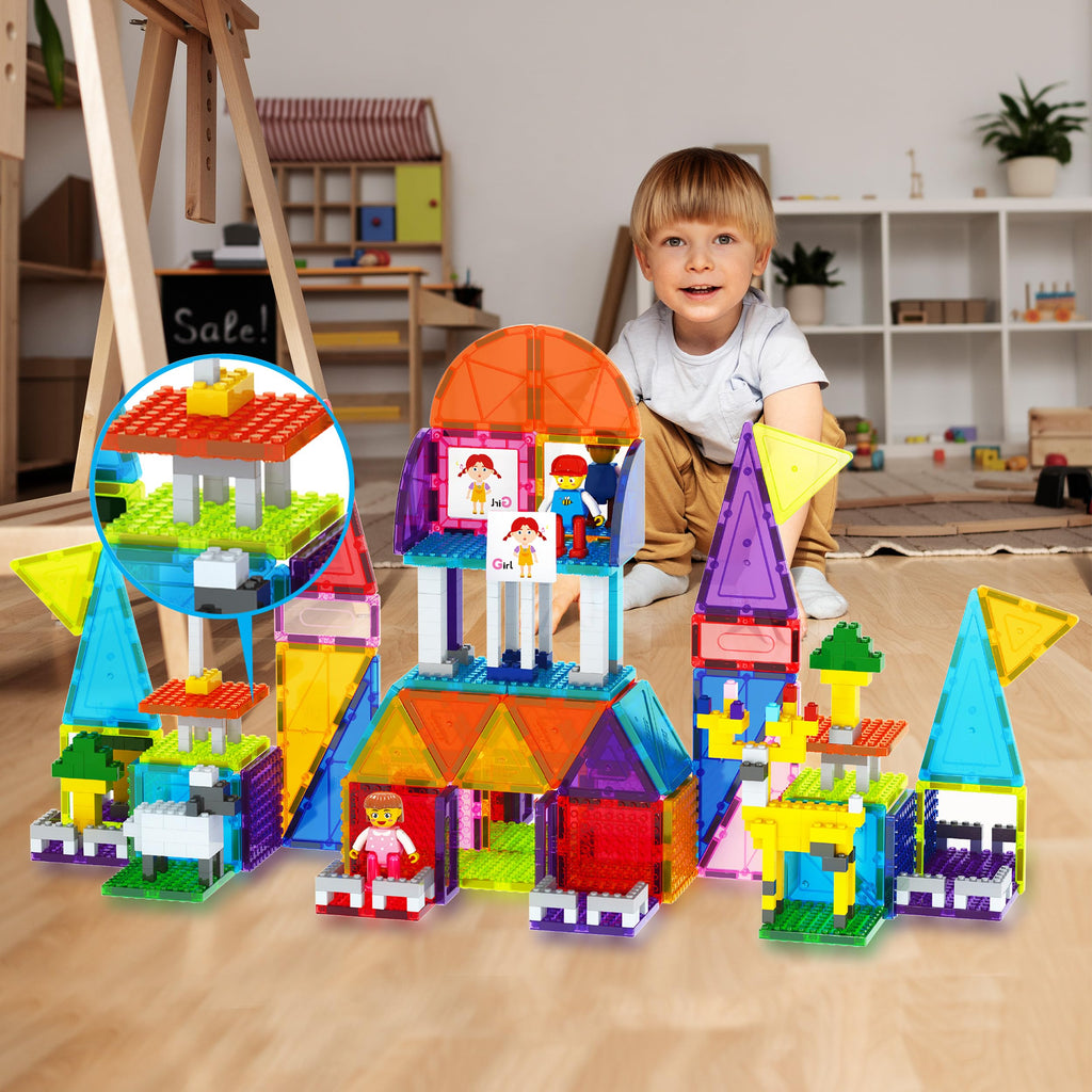 PicassoTiles 12-Piece Magnetic Brick Tiles Set – Compatible STEM Building Blocks with Strong Magnets