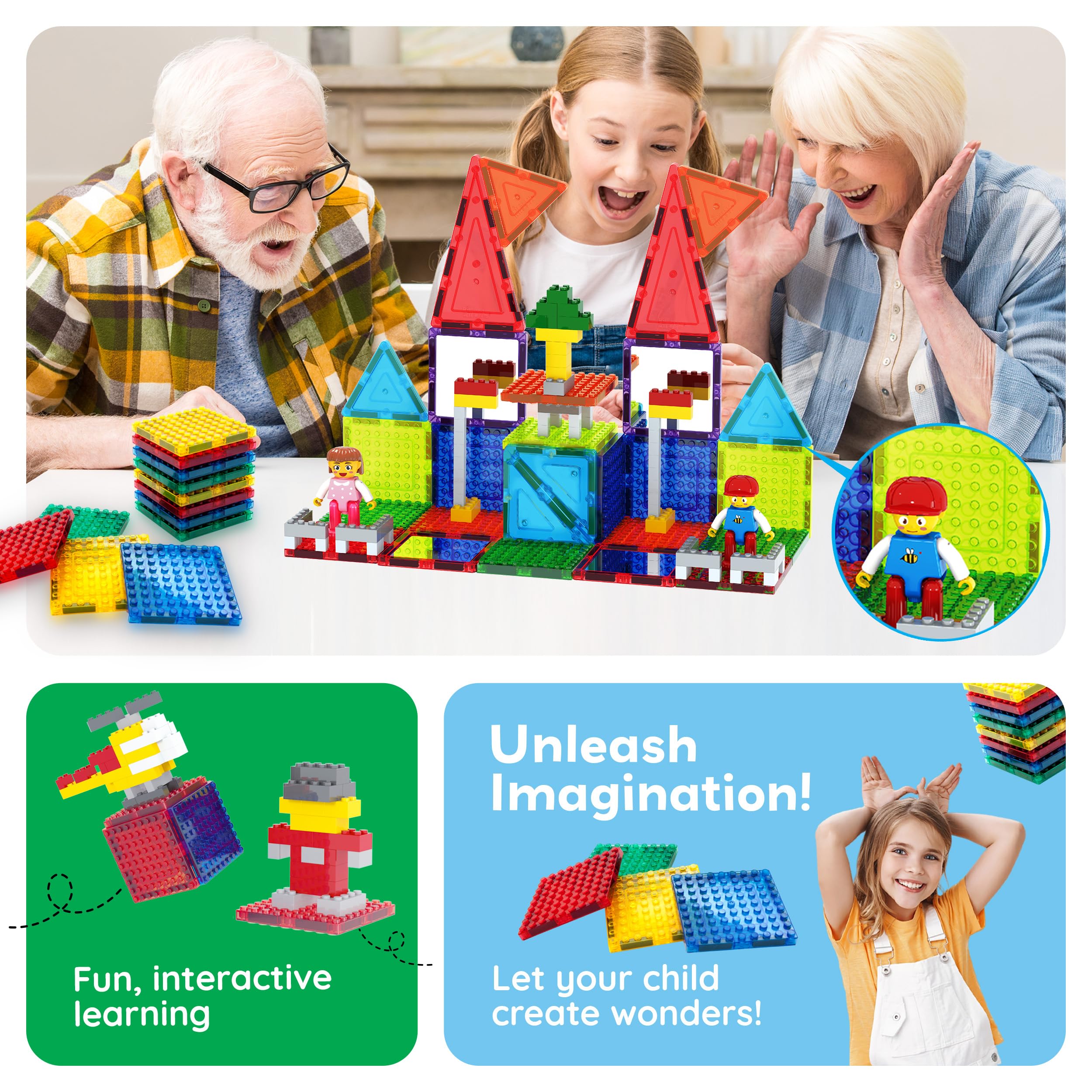 PicassoTiles 12-Piece Magnetic Brick Tiles Set – Compatible STEM Building Blocks with Strong Magnets