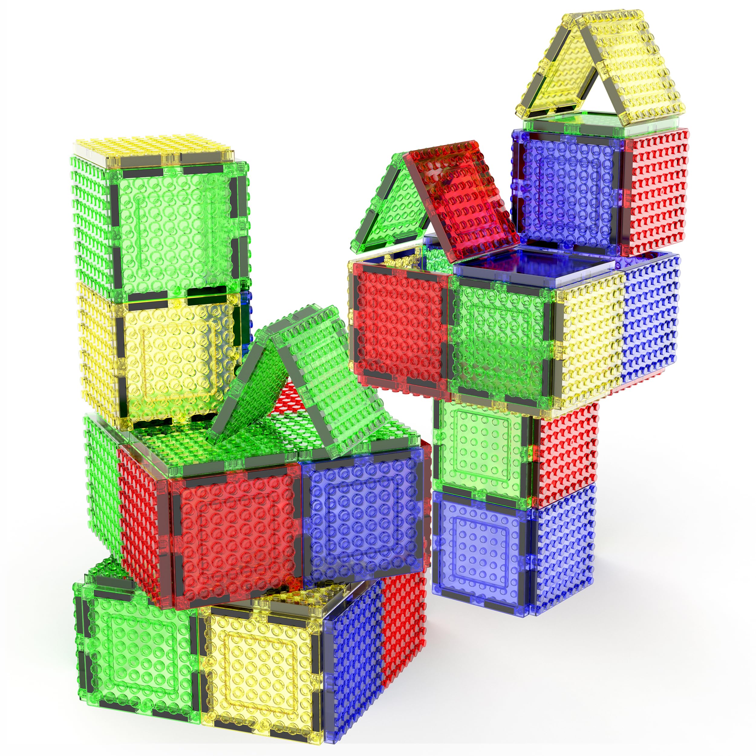 PicassoTiles 12-Piece Magnetic Building Brick Tile Add-On Set – Compatible STEM Construction Toy for Creative Learning