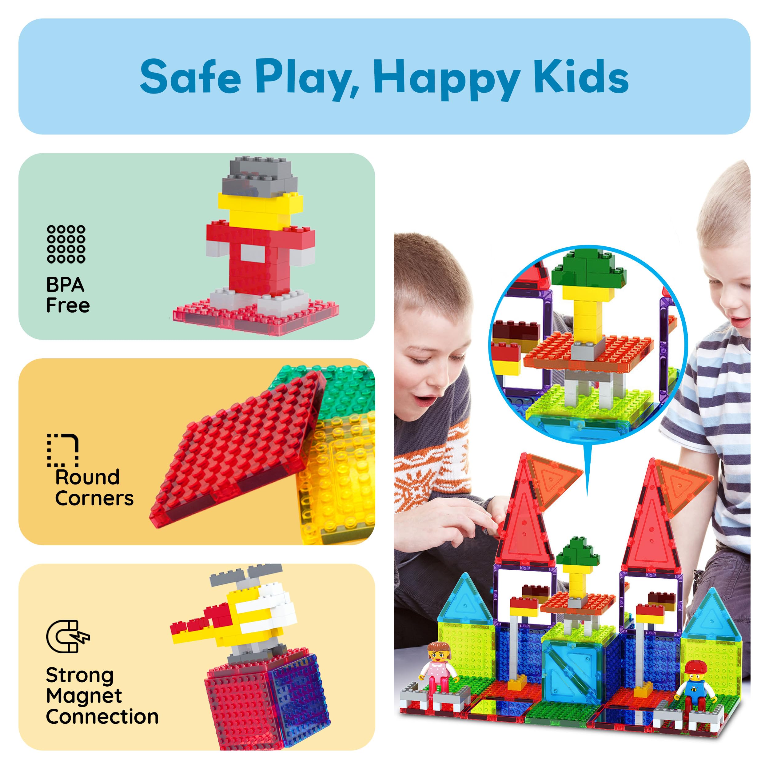 PicassoTiles 12-Piece Magnetic Building Brick Tile Add-On Set – Compatible STEM Construction Toy for Creative Learning