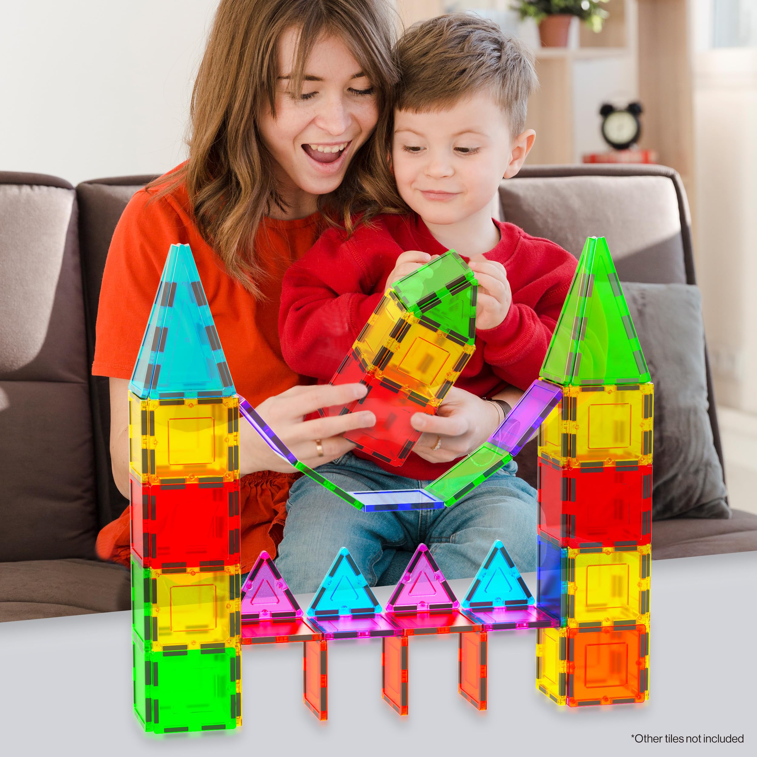 PicassoTiles 12-Piece Square Magnetic Tile Expansion Pack for Creative Building & STEM Play