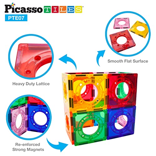 PicassoTiles 12-Piece Square Magnetic Tiles Expansion Pack for Marble Run and Building Blocks