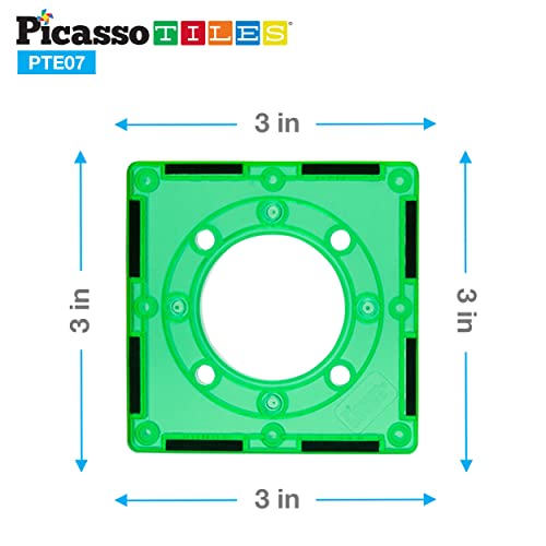 PicassoTiles 12-Piece Square Magnetic Tiles Expansion Pack for Marble Run and Building Blocks