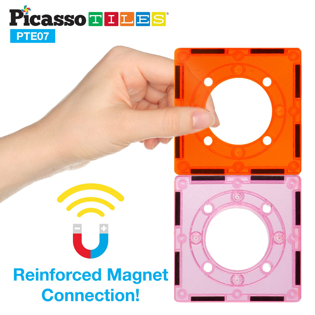PicassoTiles 12-Piece Square Magnetic Tiles Expansion Pack for Marble Run and Building Blocks