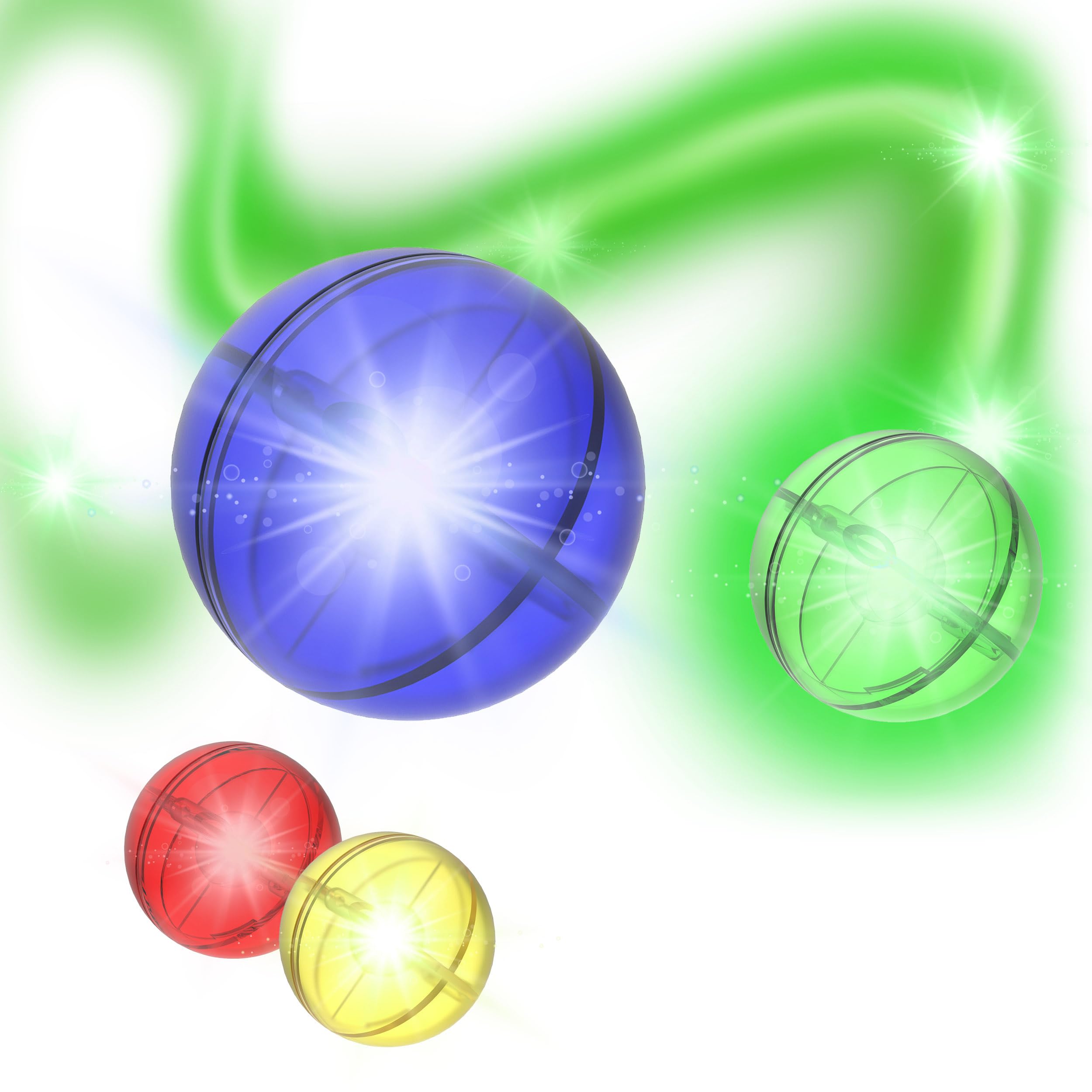 PicassoTiles 4-Pack Motion-Activated LED Marbles – Glow-in-the-Dark Translucent Balls for Marble Runs and Magnetic Tile Sets