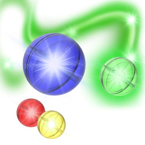 PicassoTiles 4-Pack Motion-Activated LED Marbles – Glow-in-the-Dark Translucent Balls for Marble Runs and Magnetic Tile Sets
