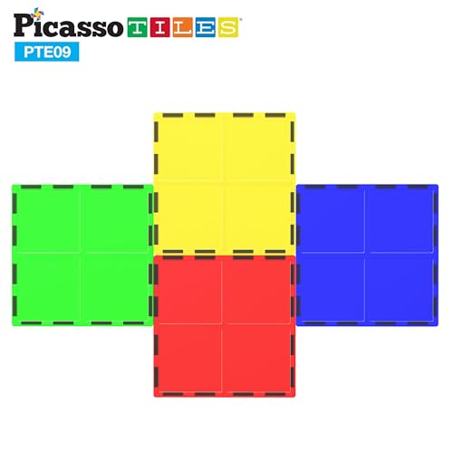 PicassoTiles 4-Piece Large Square Magnetic Building Blocks – STEM Learning Toy for Creativity and Spatial Skills