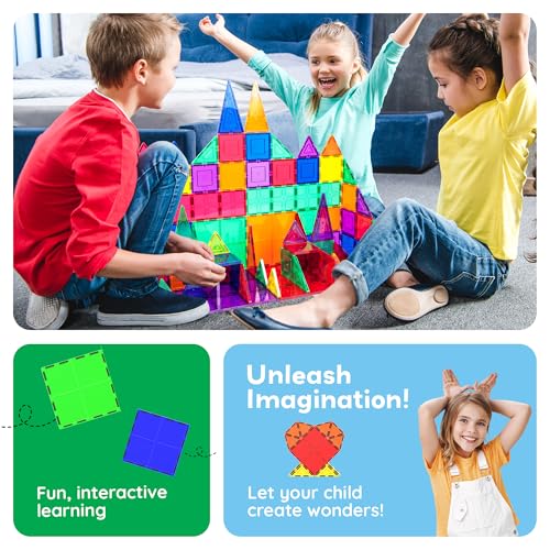 PicassoTiles 4-Piece Large Square Magnetic Building Blocks – STEM Learning Toy for Creativity and Spatial Skills