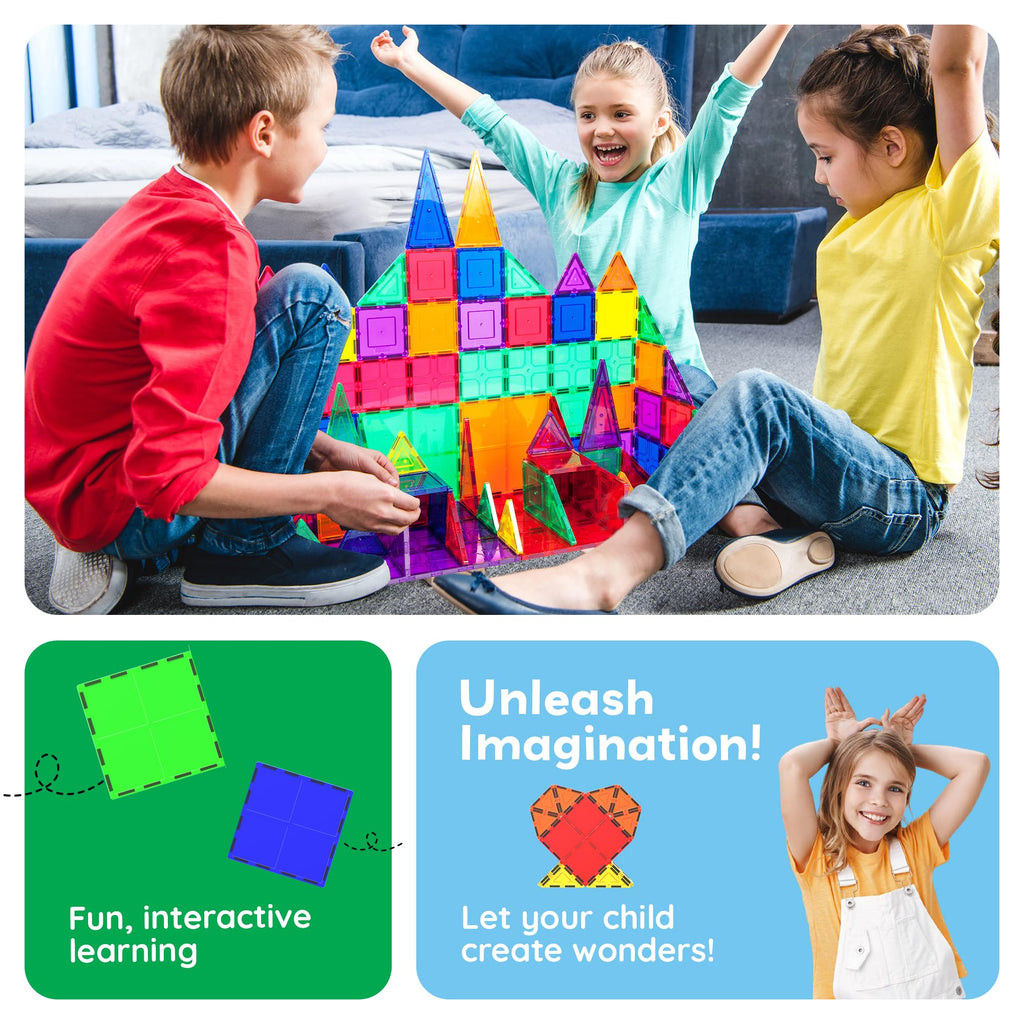 PicassoTiles 4-Piece Large Square Magnetic Building Blocks – STEM Learning Toy for Creativity and Spatial Skills