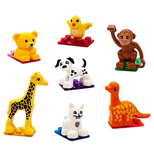 PicassoTiles 7-Piece Magnetic Animal Action Figures – Compatible STEM Building Toy for Kids Ages 3+
