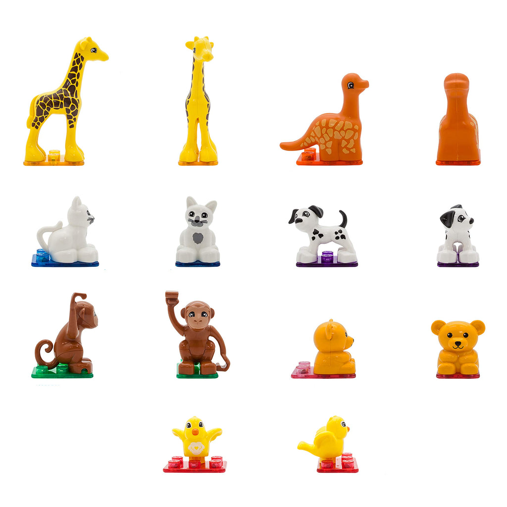 PicassoTiles 7-Piece Magnetic Animal Action Figures – Compatible STEM Building Toy for Kids Ages 3+