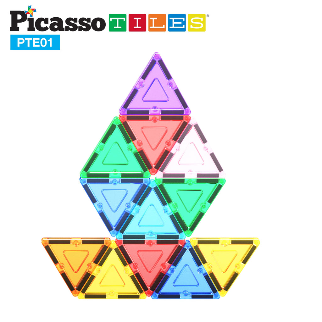 PicassoTiles Equilateral Triangle Magnet Tiles PTE01 – STEM Learning Toy for Ages 3+