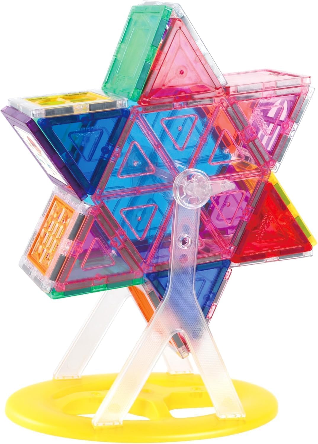 PicassoTiles Ferris Wheel Magnetic Tile Accessory Kit - 9 Pieces Rotating STEM Toy for Ages 3+