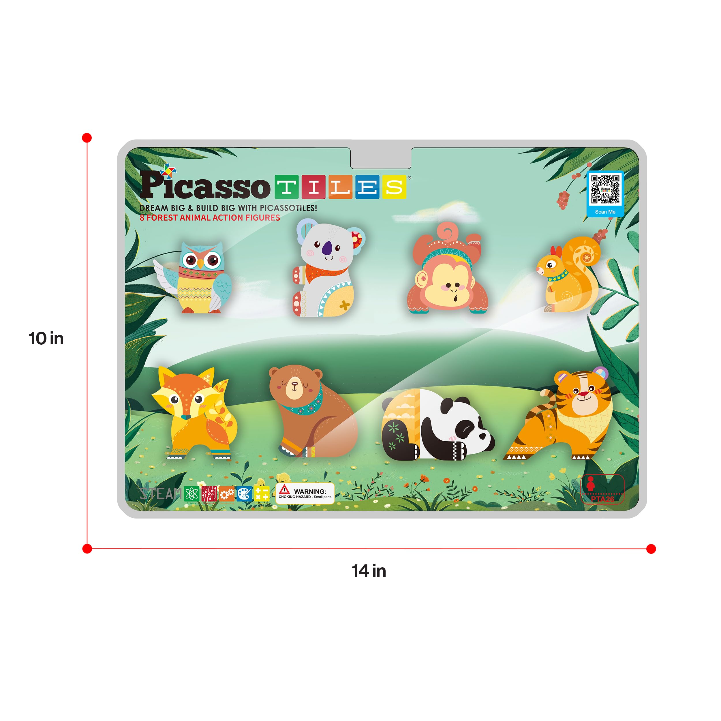 PicassoTiles Forest Animal Magnetic Action Figures Set - 8 Pieces Compatible with Building Tiles, STEM Learning Toys for Ages 3+