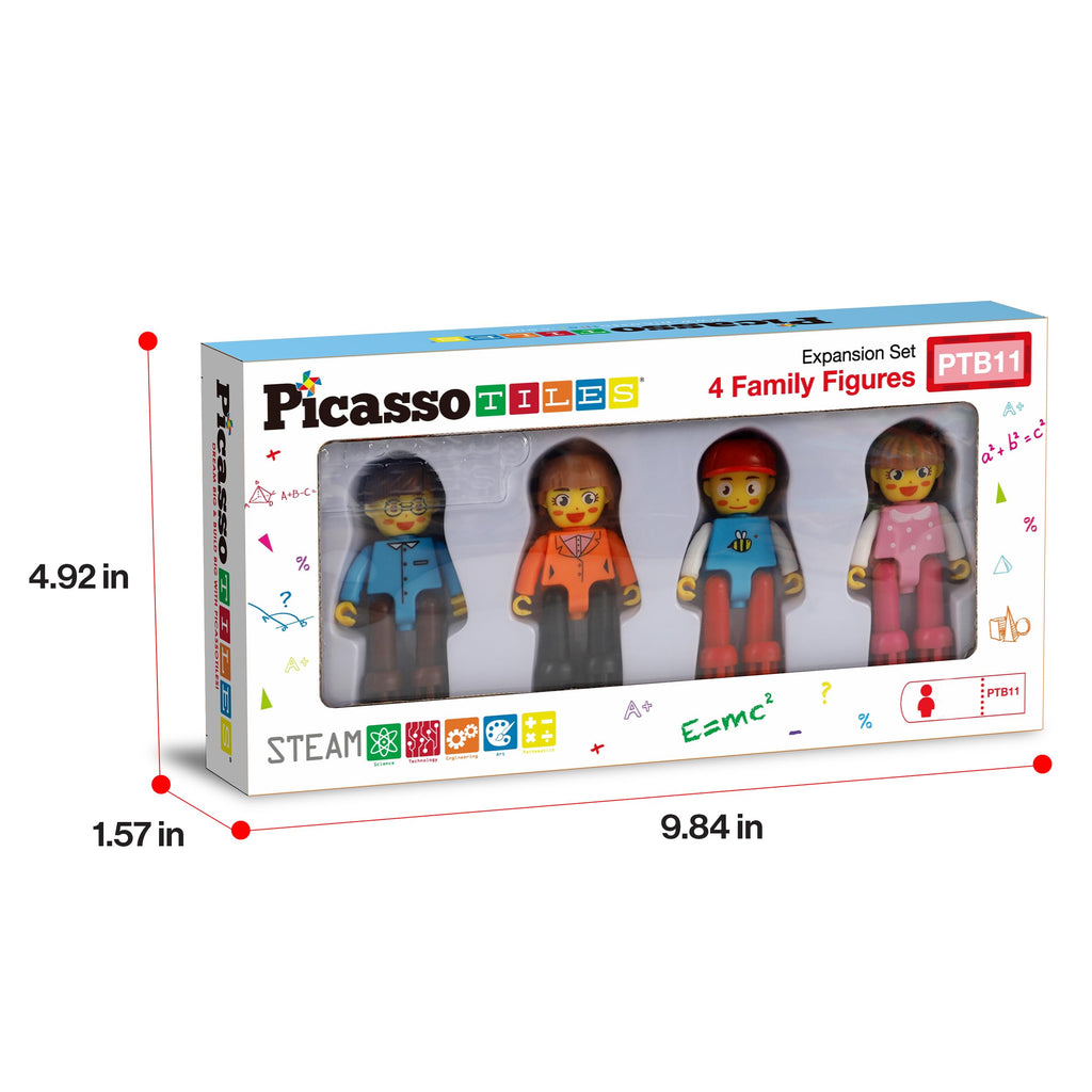 PicassoTiles Hedgehog Blocks 4-Piece Family Figures Add-On Set for STEM Building