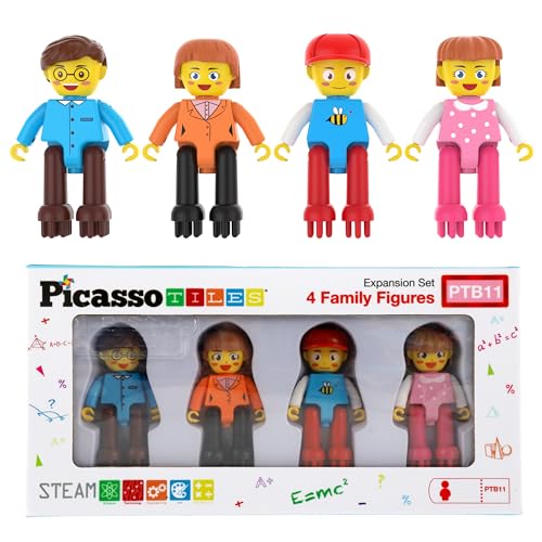 PicassoTiles Hedgehog Blocks 4-Piece Family Figures Add-On Set for STEM Building