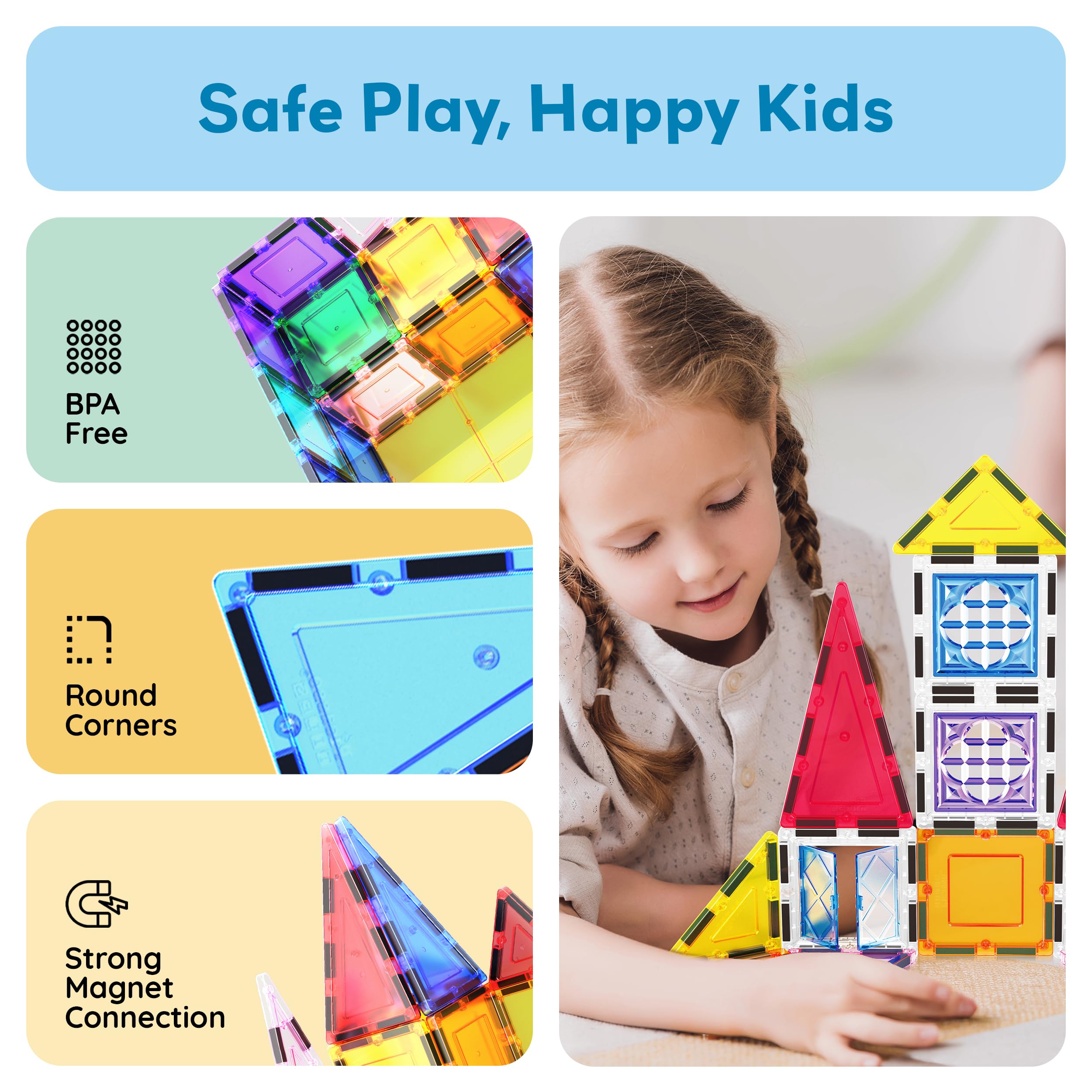 PicassoTiles Magnetic Tiles 20-Piece Set with 110+ Page Idea Book – STEM Building Blocks for Ages 3+