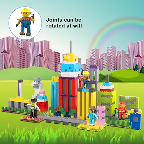 PicassoTiles Magnetic Tiles Action Figures 4 Pack – City Characters for Pretend Play, STEM Learning, Ages 3+