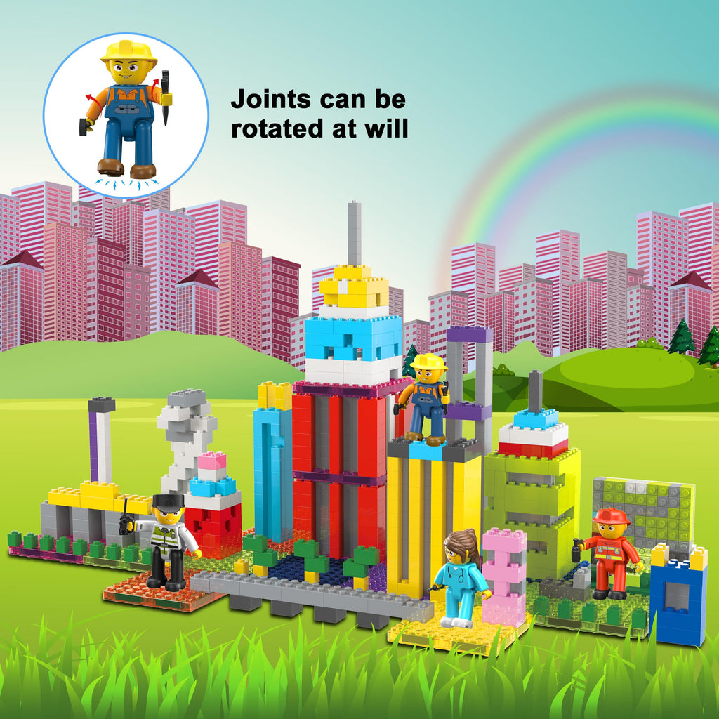PicassoTiles Magnetic Tiles Action Figures 4 Pack – City Characters for Pretend Play, STEM Learning, Ages 3+