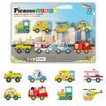 PicassoTiles Metro City 8-Piece Vehicle Set – Magnetized Action Figures for Magnetic Tile Kits, STEAM Building Toy for Ages 3+ (PTA24)