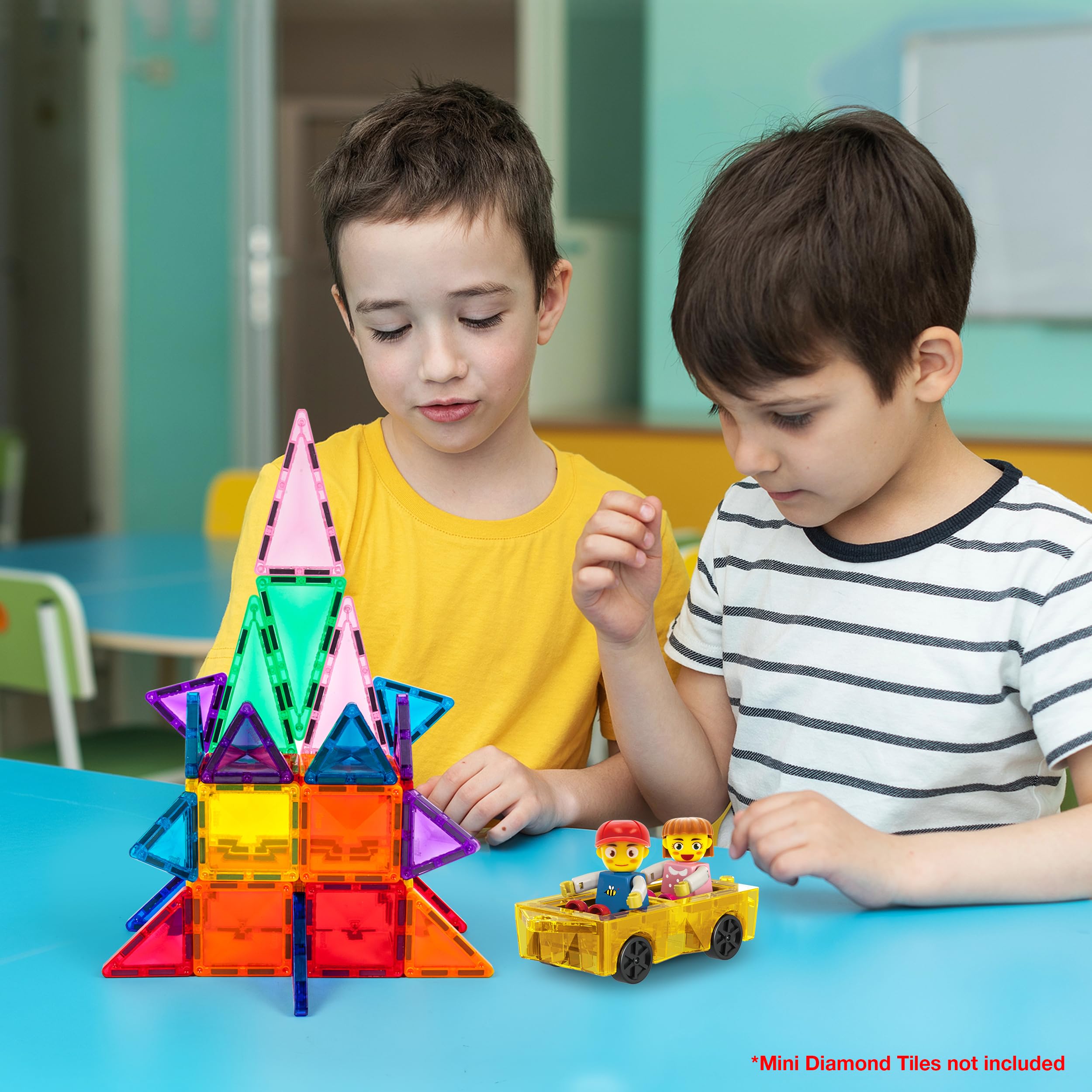 PicassoTiles Mini Magnetic Car and Figures Expansion Set for Building Toys, Ages 3+