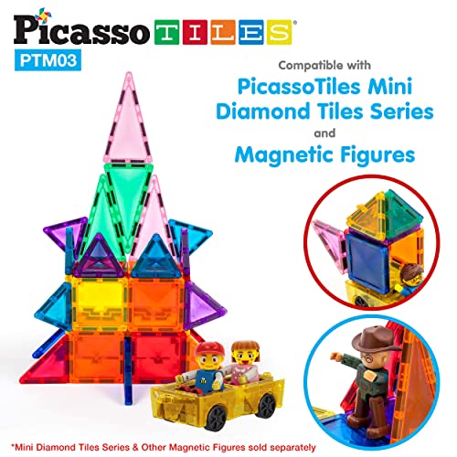 PicassoTiles Mini Magnetic Car and Figures Expansion Set for Building Toys, Ages 3+