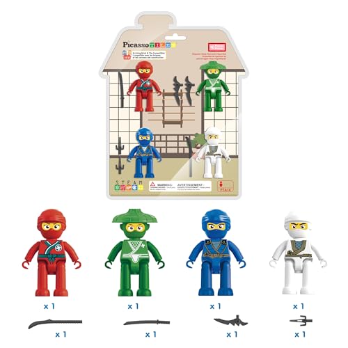 PicassoTiles Ninja Action Characters – Magnetic Tile Add-On for Pretend Play (PTA14)