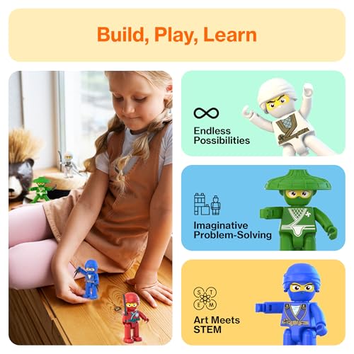 PicassoTiles Ninja Action Characters – Magnetic Tile Add-On for Pretend Play (PTA14)