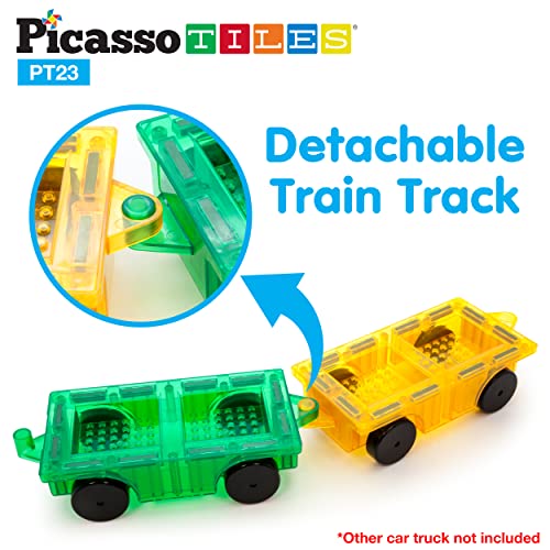 PicassoTiles PT23 Magnetic Car Play Set with 2 Action Figures – STEM Building Blocks for Kids 3+
