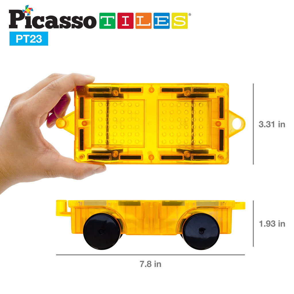 PicassoTiles PT23 Magnetic Car Play Set with 2 Action Figures – STEM Building Blocks for Kids 3+