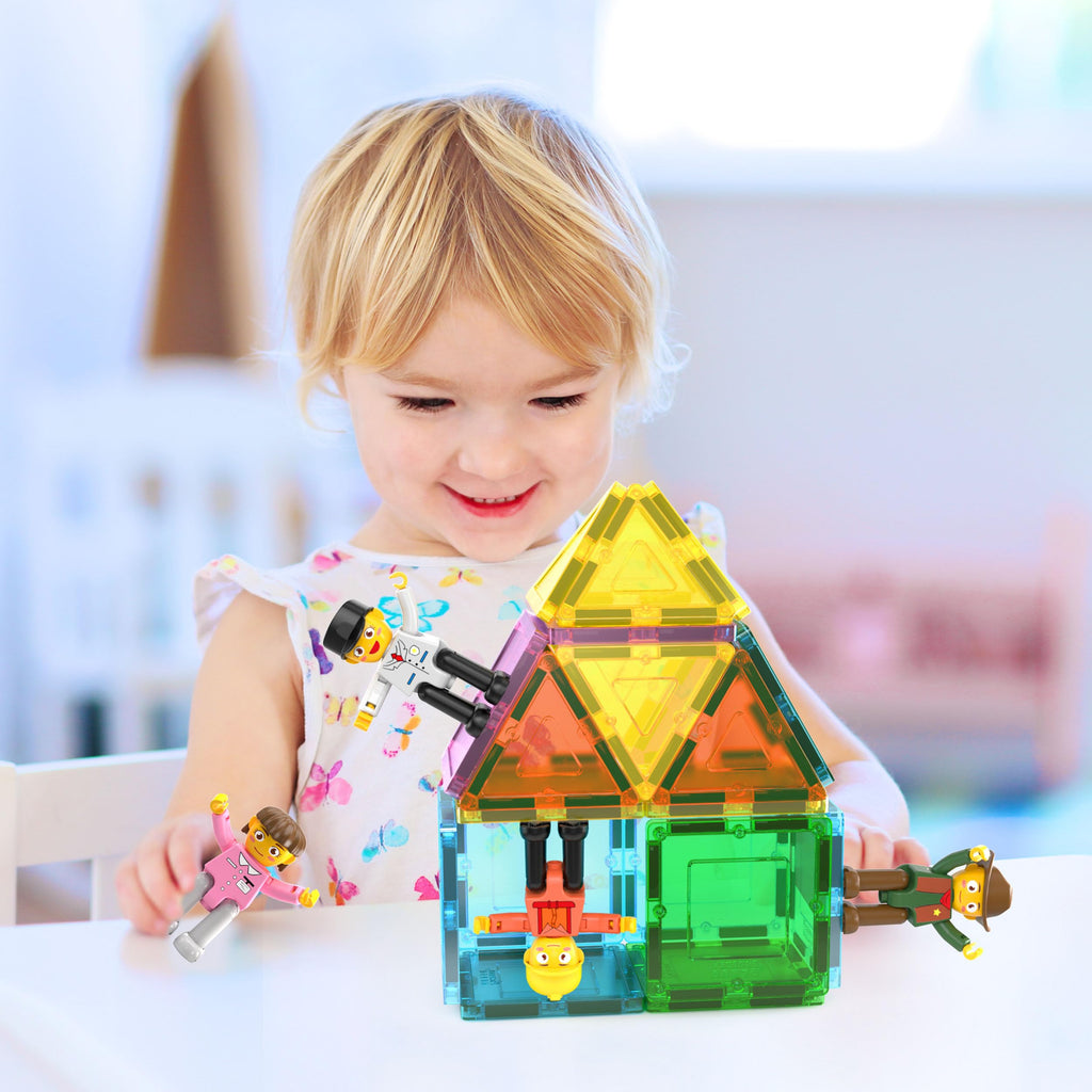 PicassoTiles PTA02 Magnetic Character Action Figures Expansion Pack – 4-Piece Pretend Play Set