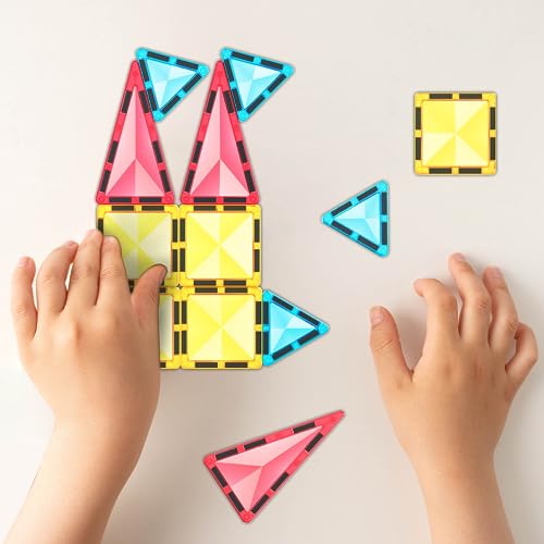 PicassoTiles PTM12 Mini Diamond Series 12-Piece Magnetic Building Blocks – Travel-Friendly STEM Toy for Ages 3+