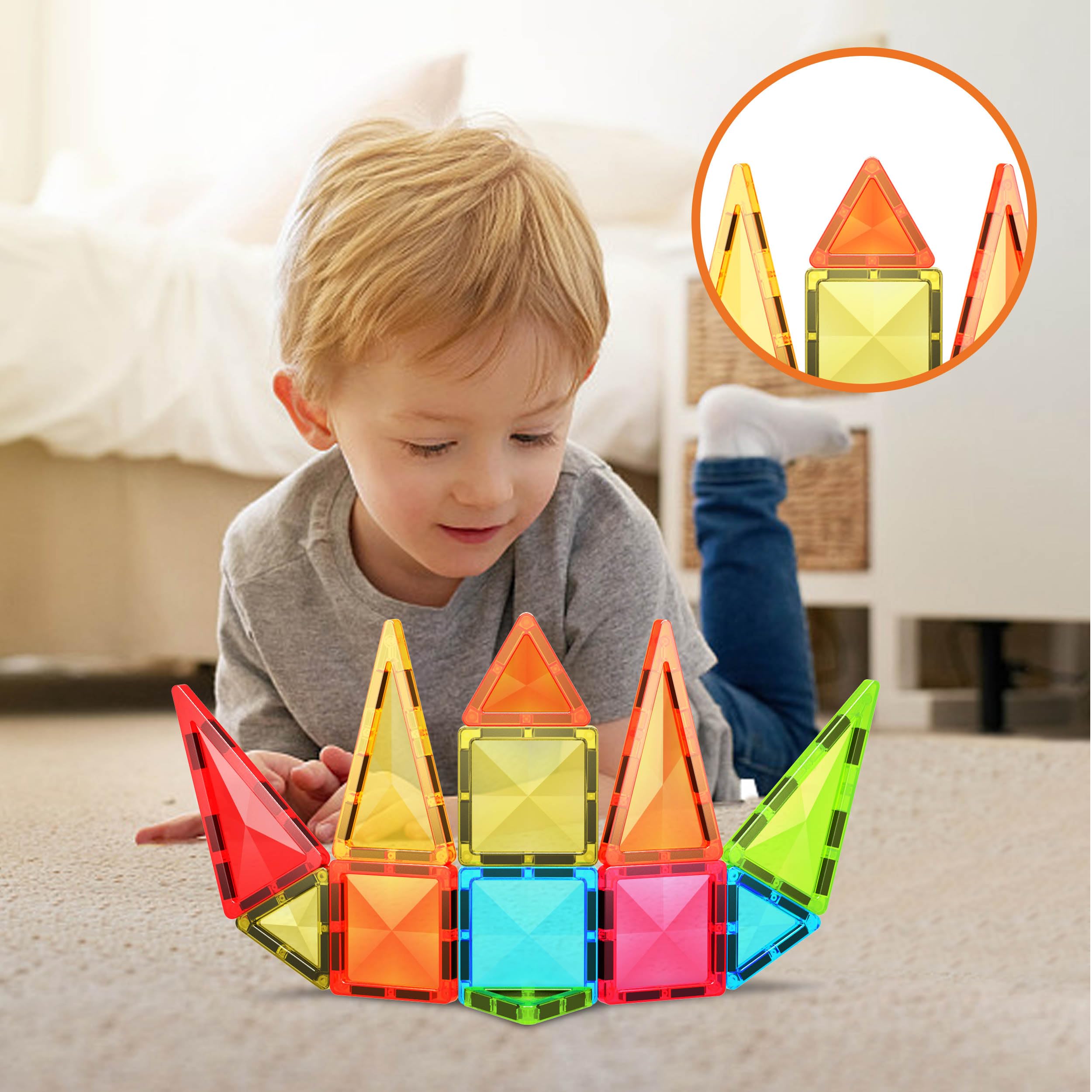 PicassoTiles PTM12 Mini Diamond Series 12-Piece Magnetic Building Blocks – Travel-Friendly STEM Toy for Ages 3+