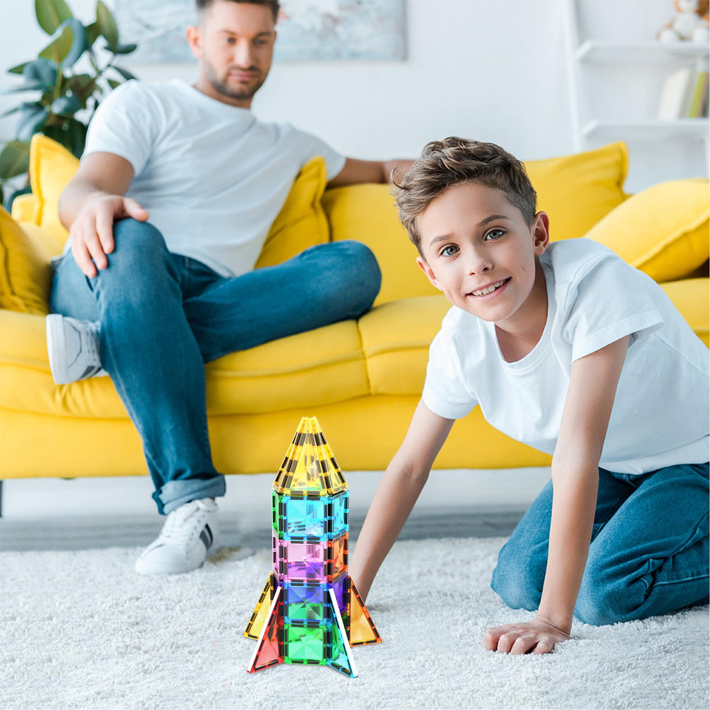 PicassoTiles PTM30 30-Piece Mini Magnetic Tiles Travel Set – STEM Building Toy for Ages 3+