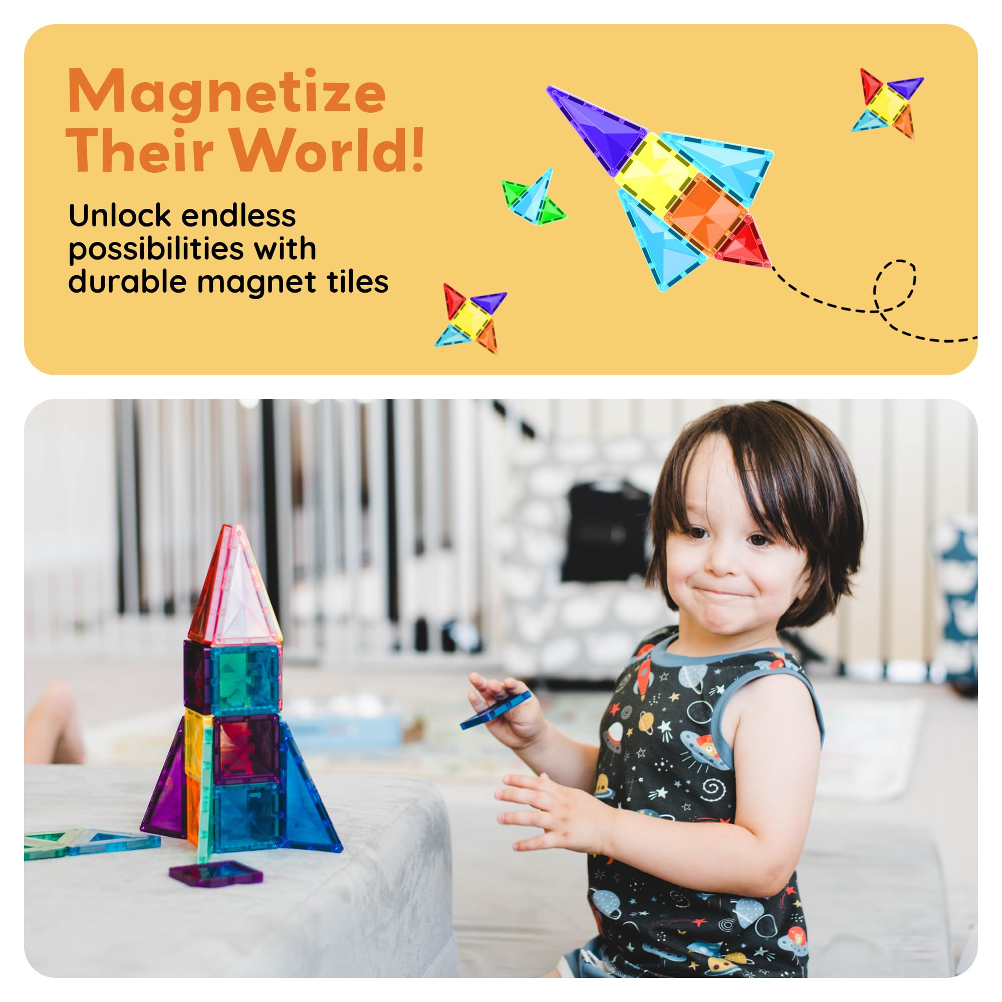 PicassoTiles PTM30 30-Piece Mini Magnetic Tiles Travel Set – STEM Building Toy for Ages 3+