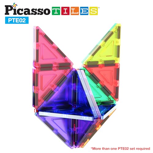 PicassoTiles Right Triangle Magnet Tiles (12-Piece) – STEM Building Block Expansion Pack