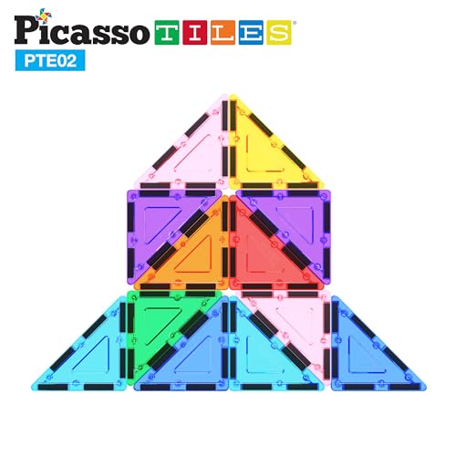 PicassoTiles Right Triangle Magnet Tiles (12-Piece) – STEM Building Block Expansion Pack