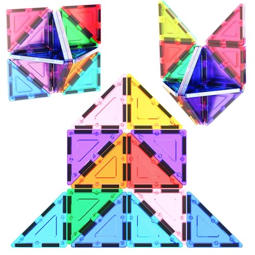 PicassoTiles Right Triangle Magnet Tiles (12-Piece) – STEM Building Block Expansion Pack
