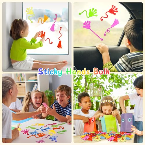 PICcircuit 60-Pack Stretchy Sticky Hands and Feet – Rainbow TPR Party Favors for Kids Ages 4-8, Goodie Bag Stuffers, Classroom Prizes, Birthday Supplies