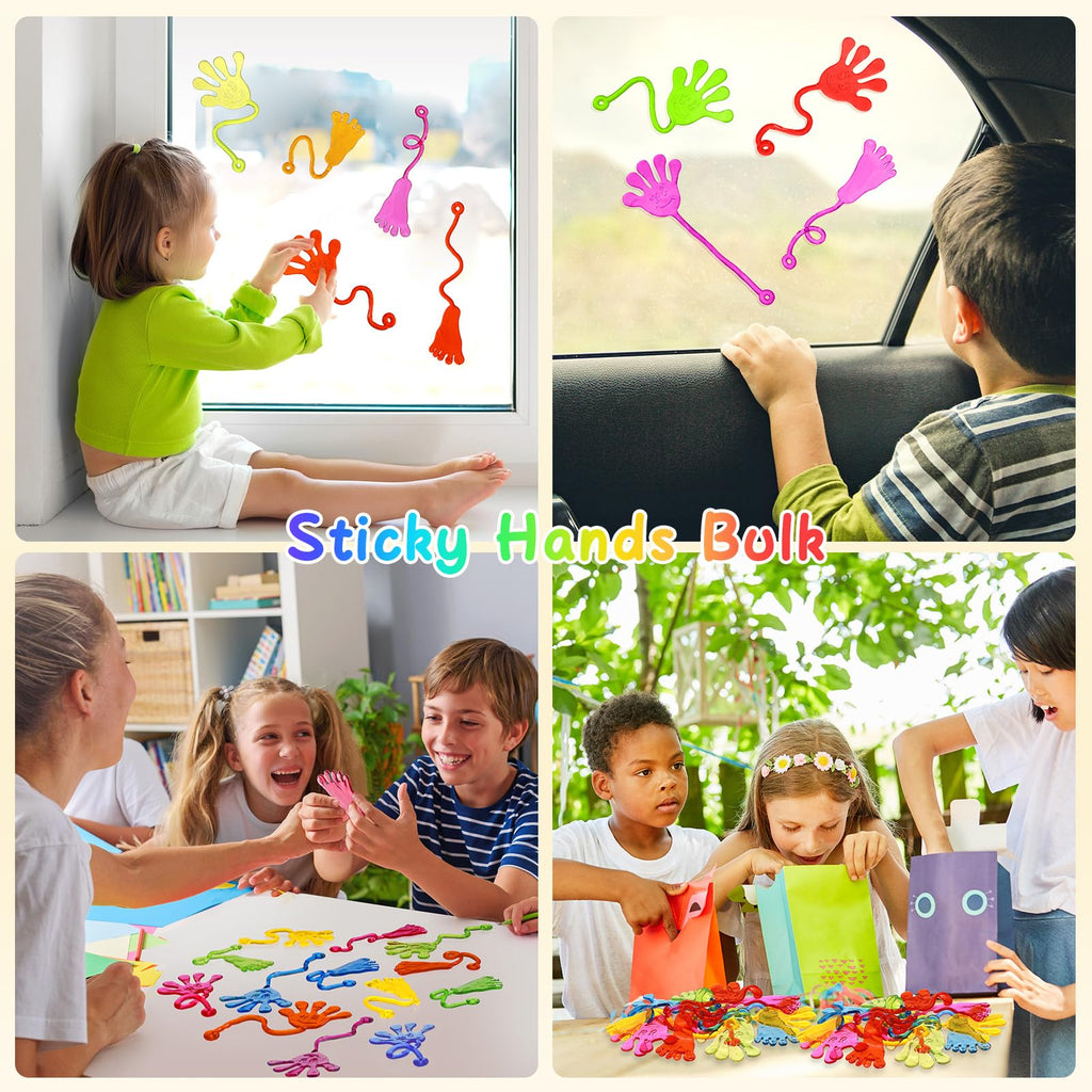 PICcircuit 60-Pack Stretchy Sticky Hands and Feet – Rainbow TPR Party Favors for Kids Ages 4-8, Goodie Bag Stuffers, Classroom Prizes, Birthday Supplies